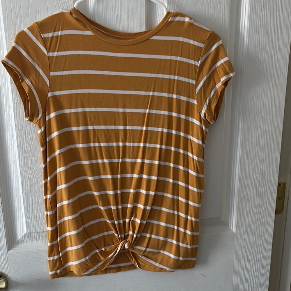 Striped Knot-Front Women's Top